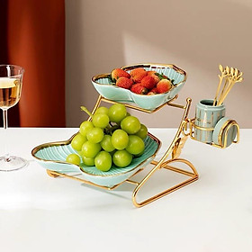 Mua KHAY SỨ ĐỰNG BÁNH KẸO  HOA QUẢ KHUNG KIM LOẠI MẠ VÀNG SANG TRỌNG