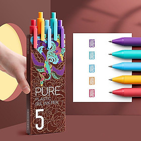 Hộp Bút Kaco 5 Bút Gel Pen 5 Màu Cao Cấp viết sổ mịn tay chữ lên cực đẹp rõ nét