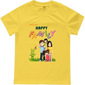 Áo Thun Gia Đình 3 Người In Họa Tiết Happy Family Màu Vàng