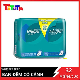 Băng Vệ Sinh Whisper Dòng Cơ Bản Có Cánh Cho Ngày Nhiều Và Đêm 32 Miếng