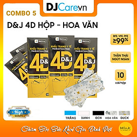 [COMBO 5 HỘP - D&J] Khẩu Trang Y Tế Kháng Khuẩn 4D/Tiêu Chuẩn KF94/ Chính Hãng Hộp 10 Cái