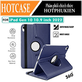 Case bao da xoay 360 độ cho iPad Gen 10 10.9 inch 2022 hiệu HOTCASE chống sốc cực tốt, bảo vệ toàn diện, trang bị tính năng smartsleep - Hàng nhập khẩu - Xanh Đen