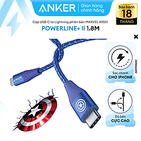 Mua Cáp sạc ANKER PowerLine+ III USB-C TO li.ght.ni.ng dài 1.8M- A9551 phiên bản Marvel - Hỗ trợ sạc nhanh cho iPhone thông qua củ sạc PD hoặc PiQ 3.0