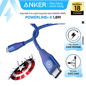 Cáp sạc ANKER PowerLine+ III USB-C TO li.ght.ni.ng dài 1.8M- A9551 phiên bản Marvel - Hỗ trợ sạc nhanh cho iPhone thông qua củ sạc PD hoặc PiQ 3.0