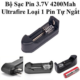 Bộ Sạc Pin 3.7V 4200Mah Ultrafire Loại 1 Pin Tự Ngắt Dùng Cho Đèn Pin, Quạt Sạc