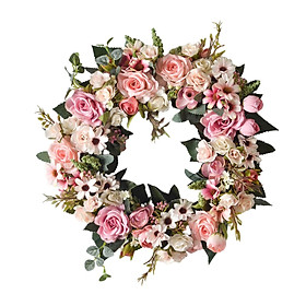 Rose Wreath with Green Leaves Flower Garland for Front Door