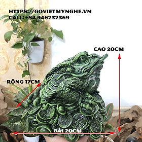 Mua Tượng Đá Cóc Thiềm Thừ 3 Chân Phong Thủy - Màu Xanh Lục Bích  - Cao 11cm