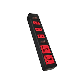 Mua Ổ cắm Điện Quang ĐQ ESK 5BR (5 lỗ kết hợp  2 công tắc an toàn  màu đen đỏ)