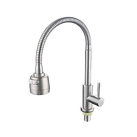 Mua Vòi rửa chén KG15 dùng cho nước lạnh cần bẻ xoay 360độ cao cấp  phù hợp cho mọi chậu rửa  siêu tiết kiệm nước chất liệu inox304- Hàng chính hãng