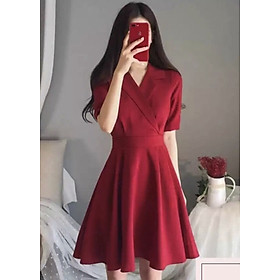 Đầm vest đỏ thắt eo