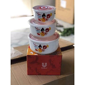 Mua {Rẻ vô địch}Bộ 3 thố sứ có nắp hút chân không