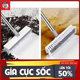 Chổi quét sàn 2 đầu cán inox có gạt nước tùy chỉnh chiều dài, đầu linh hoạt gạt sạch mọi bụi bẩn trong từng ngóc ngách