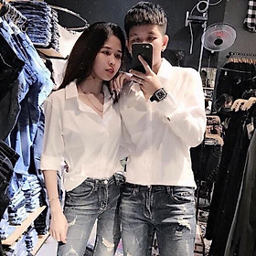 Áo sơ mi cặp nam nữ trơn cao cấp 3 màu đỏ, trắng, đen đẹp