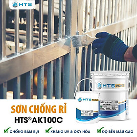 Sơn phủ Alkyd chống rỉ HTS AK100C Lon 5kg - Độ bền cao, Chống rỉ tốt, Kháng tia UV và Oxi hóa tốt