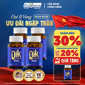 [Tặng Hộp 15v] Combo 4 Hộp 30v - Viên Uống Mọc Tóc Qik Hair For Men Ecogreen Giảm Rụng Tóc Cho Nam