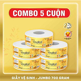 Giấy vệ sinh PREMIER VinaRoll Jumbo 700G - combo 5 cuộn Giấy vệ sinh cuộn