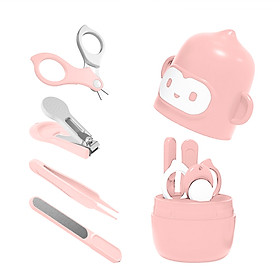 Baby Nail Clipper Set with Monkey Storage Box Newborn Nail Clipper Scissors File Tweezers Infant Nail Care Set Nursery