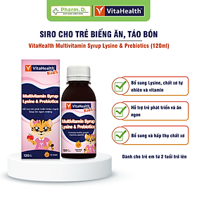 Siro VITAHEALTH Multivitamin Syrup Lysine & Prebiotics Bổ Sung Vitamin Cho Trẻ Em Biếng Ăn, Táo Bón (120ml)