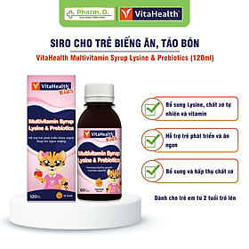 [SALE 50% DATE GẦN]Siro VITAHEALTH Multivitamin Syrup Lysine & Prebiotics Bổ Sung Vitamin Cho Trẻ Em Biếng Ăn, Táo Bón (120ml)