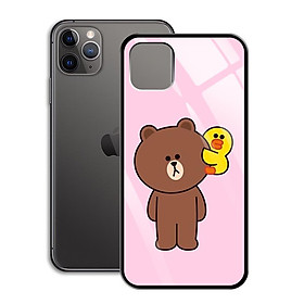 Ốp Lưng Kính Cường Lực cho điện thoại Iphone 11 Pro Max - 0379 7860 BROWN19 - Hàng Chính Hãng