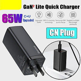 Bộ sạc nhanh Xiaomi Baseus GaN2 Lite, Đầu cắm CN Type-C + USB 65W, Phiên bản nâng cấp Công nghệ sạc BPS II Hỗ trợ nhiều lần sạc nhanh, Giao thức phù hợp với Samsung 45W Quick Charge