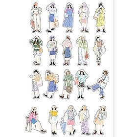 Gói 40 miếng stickers cô gái dễ thương hoạ tiết vẽ tay dùng để trang trí