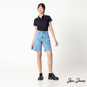 Quần short jean nữ lưng cao ngang gối Aaa Jeans