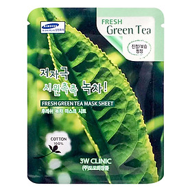 Mặt Nạ Trà Xanh Dưỡng Da 3w Clinic Fresh Greentea Mask Sheet 100% Cotton (23ml)