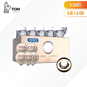 [Hộp 5 cái] Bao cao su OLO 0.01 Trắng có Bi - Siêu mỏng, bi tăng kích thước 1.5cm