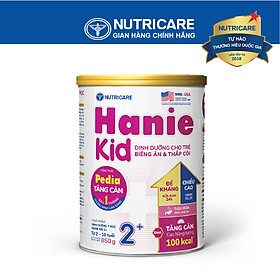 Tặng 2 lọ yến Sữa bột Nutricare Hanie Kid 2+ cho trẻ biếng ăn suy dinh