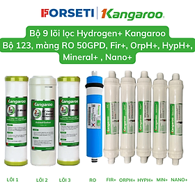 Bộ 9 lõi lọc Hydrogen + Kangaroo KG100HA  (123, RO 50GPD, Fir+, Orph+, Hyph+, Mineral+, Nano Carbon+) - Hàng chính hãng