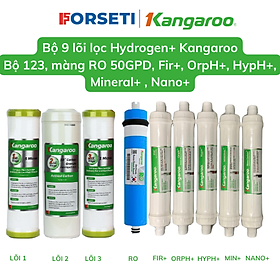 Bộ 9 lõi lọc Hydrogen + Kangaroo KG100HA (123, RO 50GPD, Fir+, Orph+, Hyph+, Mineral+, Nano Carbon+) - Hàng chính hãng