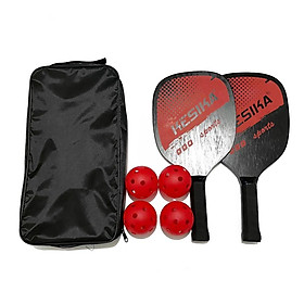 Set 2 Vợt Chơi Bóng Pickleball Siêu Nhẹ Và Nhanh Chóng Kèm Túi Đựng 4 Quả Bóng Kesika - Màu Đỏ