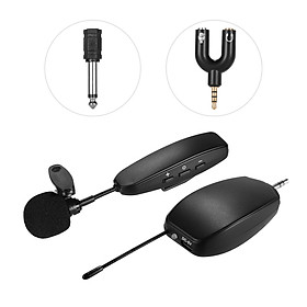 Wireless UHF Microphone System 2 Transmitter and 1 Receiver Musical Instrument Lavalier Lapel Mics for Smartphone