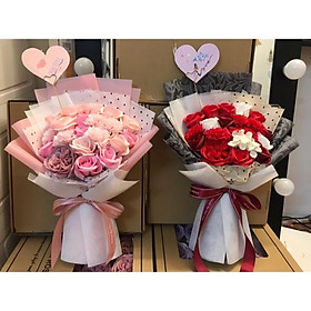 Mua Bó hoa sáp VIP: Hồng Juliett mix Cẩm chướng  Tú cầu  hồng VIP