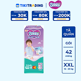 [TẶNG THÊM 4 MIẾNG] Tã quần Bobby Siêu Khô Thoáng - 100% Thoáng Khí  Super Jumbo - XXL38