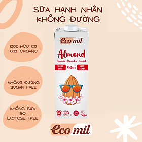 Sữa Hạt Hạnh Nhân Không Đường Hữu Cơ Ecomil (1L) - Organic Almond Milk Sugar-free 