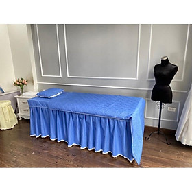 Mua drap / Ga poly trần bông spa may đo theo kích thước giường của khách. chat báo cỡ