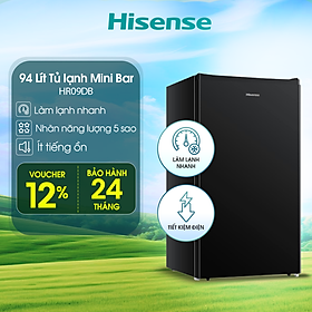 Tủ lạnh Mini Bar Hisense 94 Lít HR09DB làm lạnh nhanh, tiết kiệm điện, bảo hành 24 tháng - HÀNG CHÍNH HÃNG