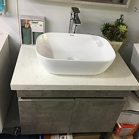 Combo Chậu lavabo rửa mặt đặt bàn vuông nhỏ bo tròn cạnh viền mỏng và vòi dương bàn, KH đọc kỹ phần mô tả sp