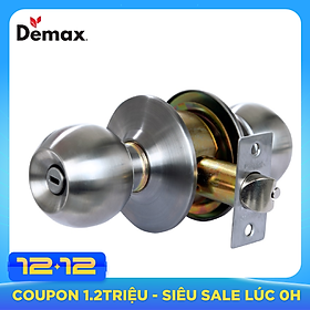 Khóa Cửa Tay Nắm Tròn WC Nhà Vệ Sinh Demax LK300 SS - Loại Tốt, Không Chìa Khóa, Thép Không Gỉ SUS 304