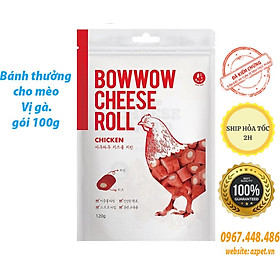 Bánh Thưởng cho chó, Bánh BOWWOW Phô Mai Thịt Gà - 100g. Snack cho chó