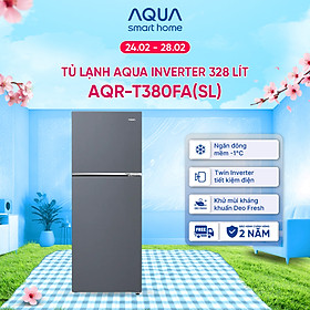 Freeship toàn quốc - Tủ lạnh ngăn đông trên Aqua 328L AQR-T380FA(SL) - Bảo hành 2 năm - Hàng chính hãng