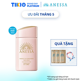 Kem chống nắng dạng sữa dịu nhẹ cho da nhạy cảm và trẻ em Anessa Perfect UV Sunscreen Mild Milk For Sensitive Skin SPF 50+ PA++++ 60ml