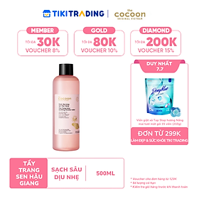 Nước Tẩy Trang Sen Hậu Giang Sạch Bụi Siêu Mịn PM1.0, Có Prebiotics Dịu Êm Cho Da Rất Nhạy Cảm Cocoon 500ml