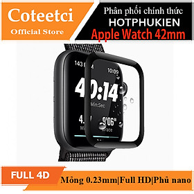 Miếng dán kính cường lực Full 4D cho Apple Watch 42mm hiệu Coteetci (Vát mỏng 2.5D, độ nét HD, phủ Nano) - Hàng chính hãng