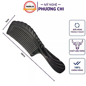 Lược sừng chuôi khía dài 18cm màu đen nưa, lược chải tóc gỡ rối massage đầu | Mỹ Nghệ Phương Chi