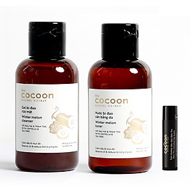 Combo Gel bí đao rửa mặt Cocoon 140ml + Nước bí đao cân bằng da Cocoon 140ml + Son dưỡng môi Cocoon 5g