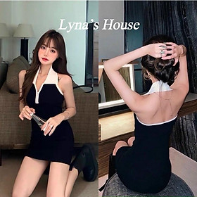 Váy Đầm Body Cổ Yếm Sơ Mi Hở Lưng Chất Thun Bozip Xịn Mịn Mát LH129