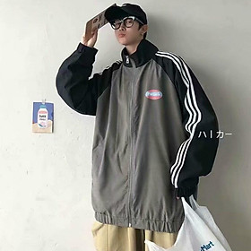 Áo khoác bóng chày 3 sọc cổ đứng có khóa kéo thời trang Unisex Hàn Quốc cho nam nữ TINOWEAR